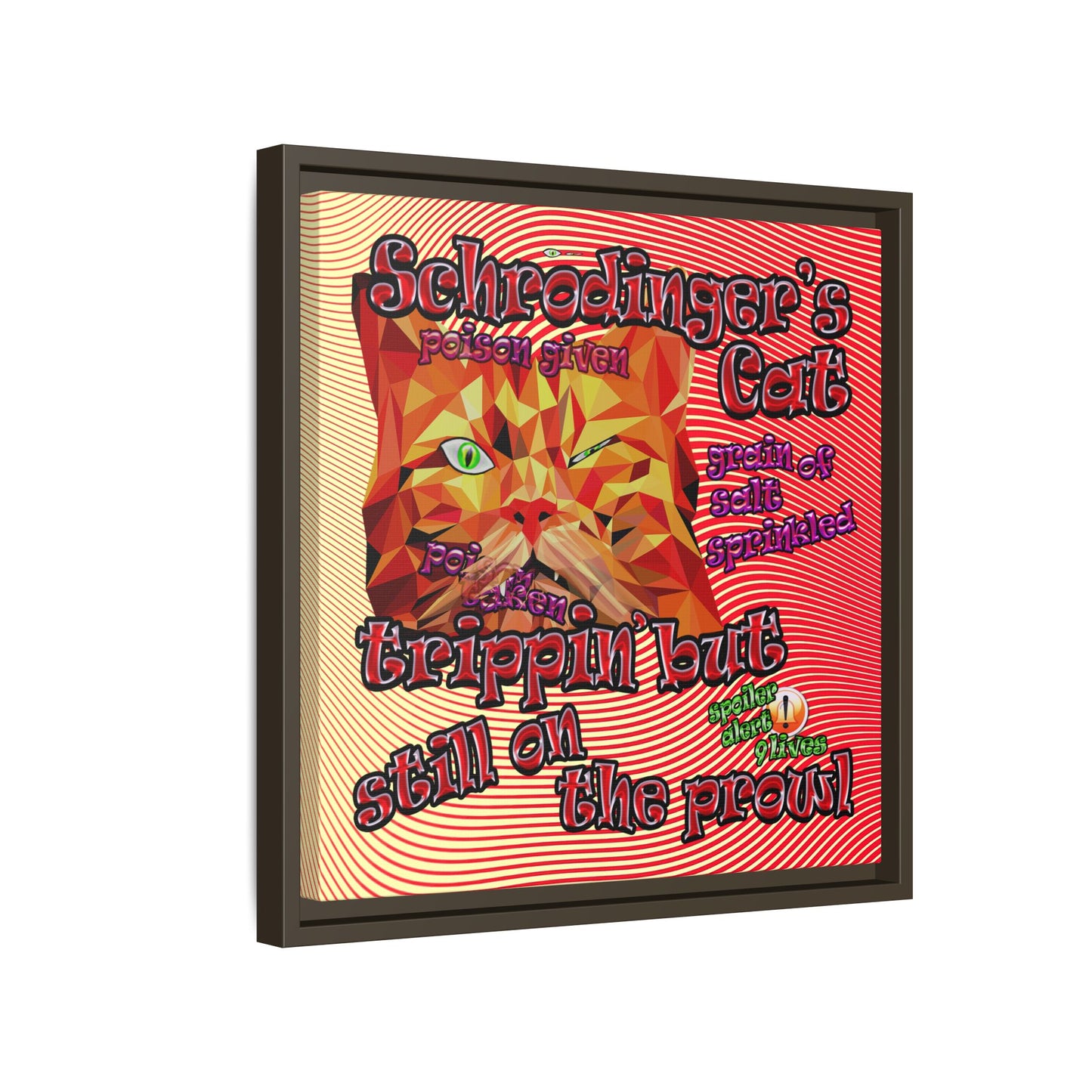 schrodinger's cat - framed canvas art (yellow-orange wave)