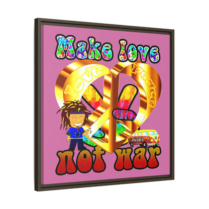 love peace - framed canvas art (light pink)