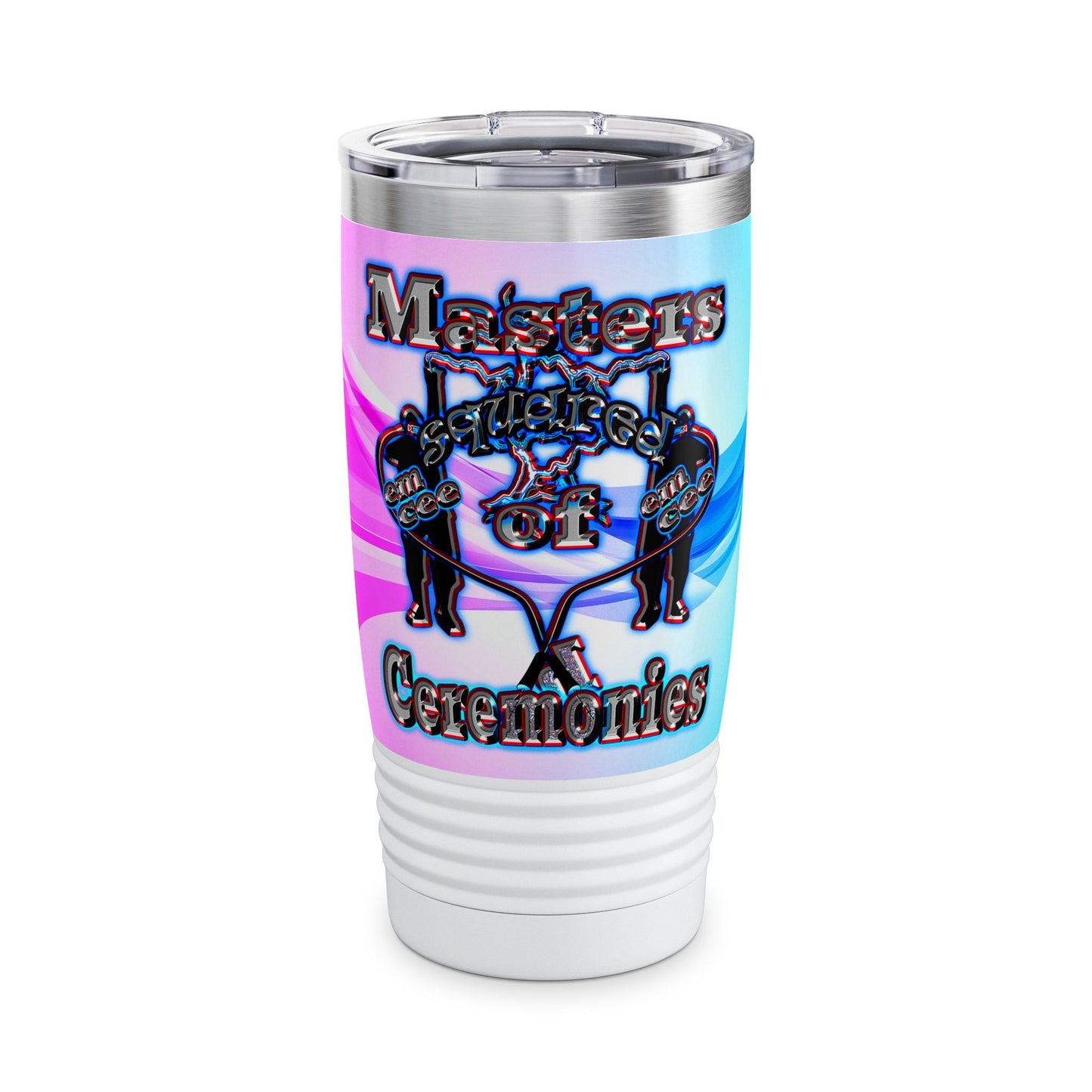 em cee squared - Ringneck Tumbler, 20oz (light blue-pink wave)