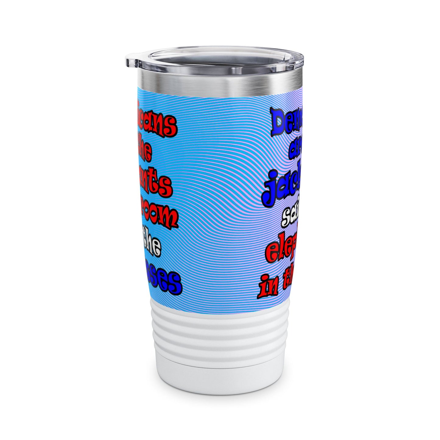 donkeys and elephants - Ringneck Tumbler, 20oz (light blue-purple wave)
