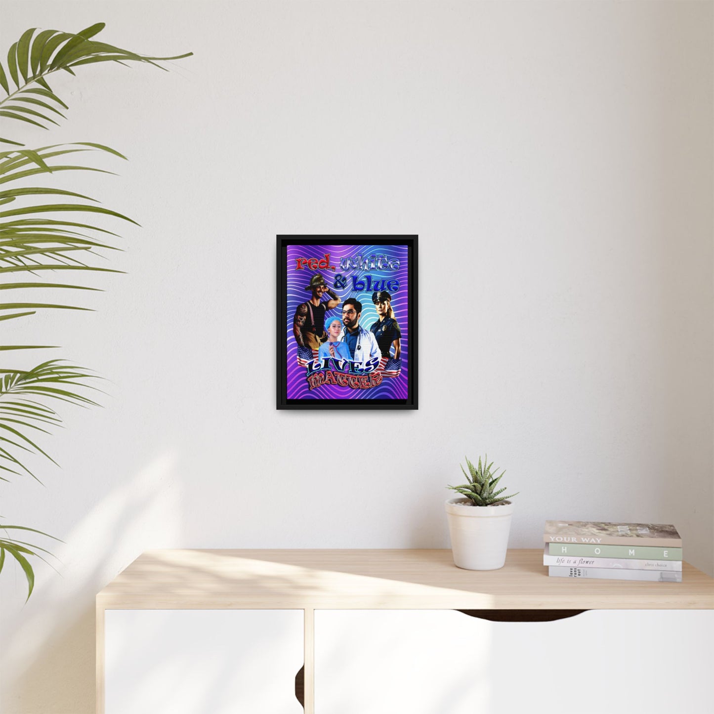 rw&b lives matter - framed canvas art (purple wave)