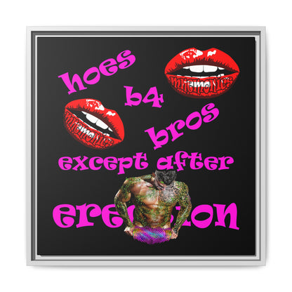 hoes b4 bros - framed canvas art (black)