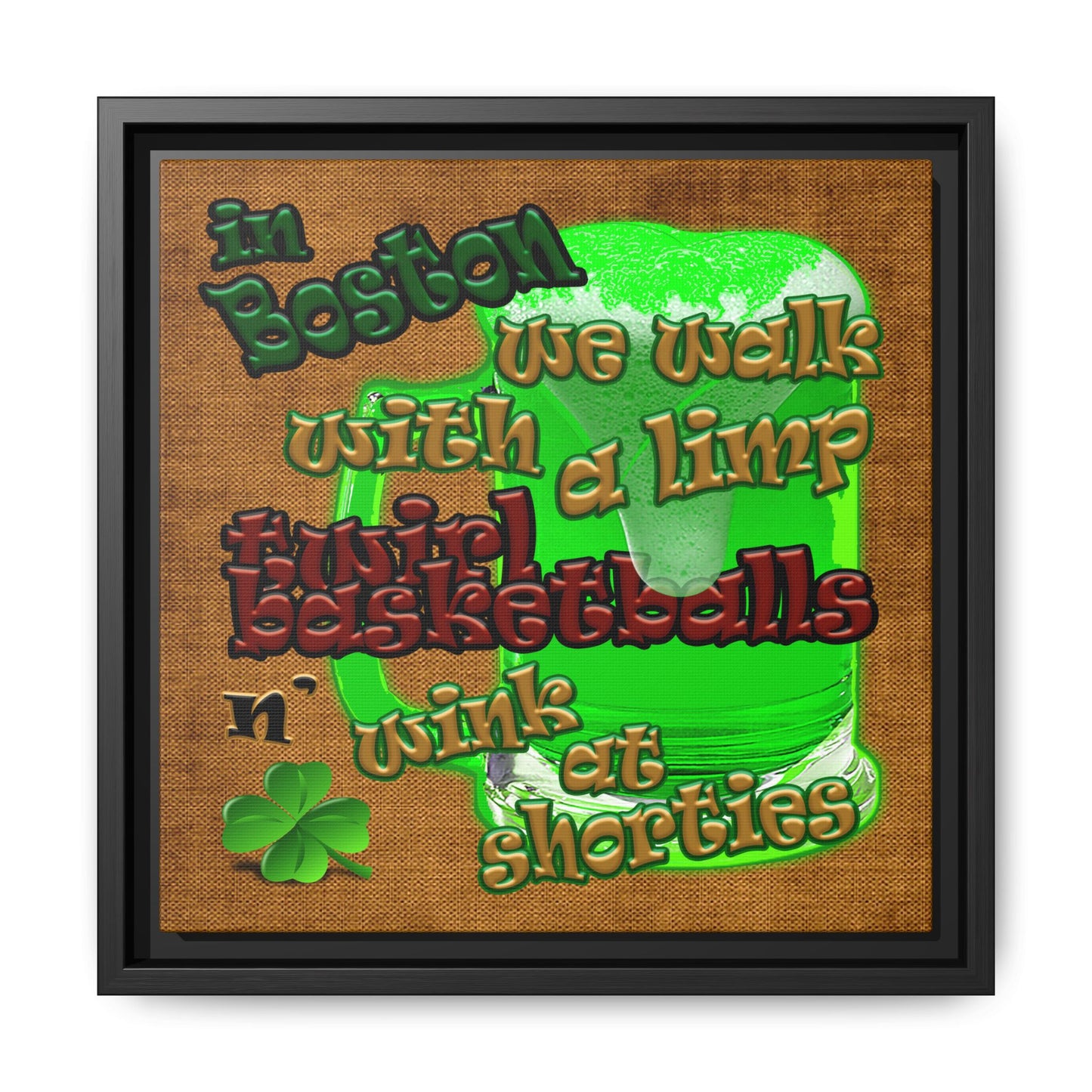 celtics logo - framed canvas art (brown papyrus)