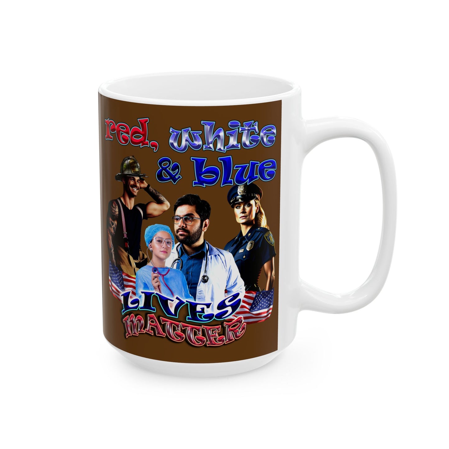 rw&b lives matter - White Mug (brown)