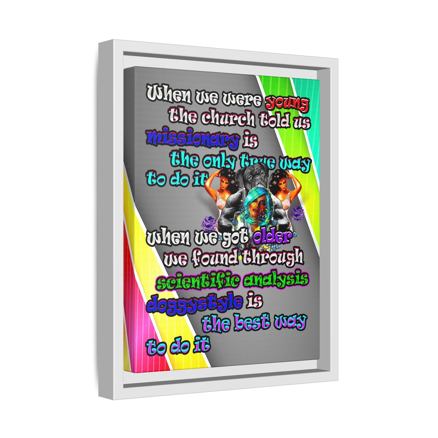 doggystyle - framed canvas art (rainbow split)
