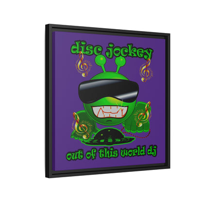 disc jockey - framed canvas art (purple)