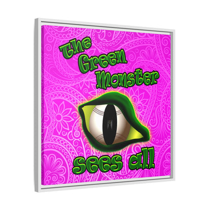 green monster - framed canvas art (pink swirl)