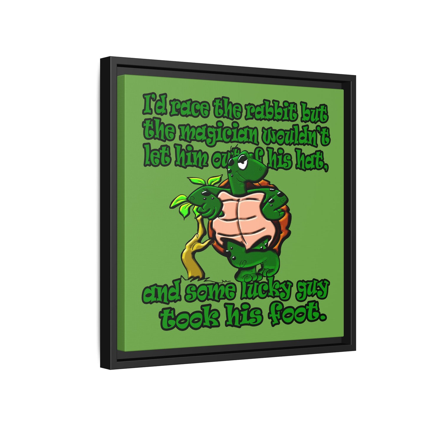turtle race - framed canvas art (green)