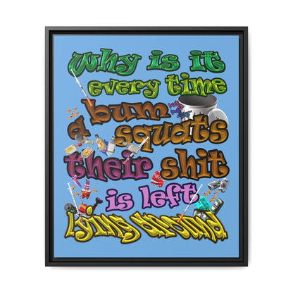 the bum's shit - framed canvas art (light blue)