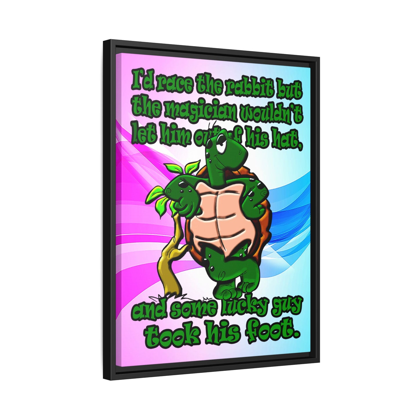 turtle race - framed canvas art (light blue-pink wave)