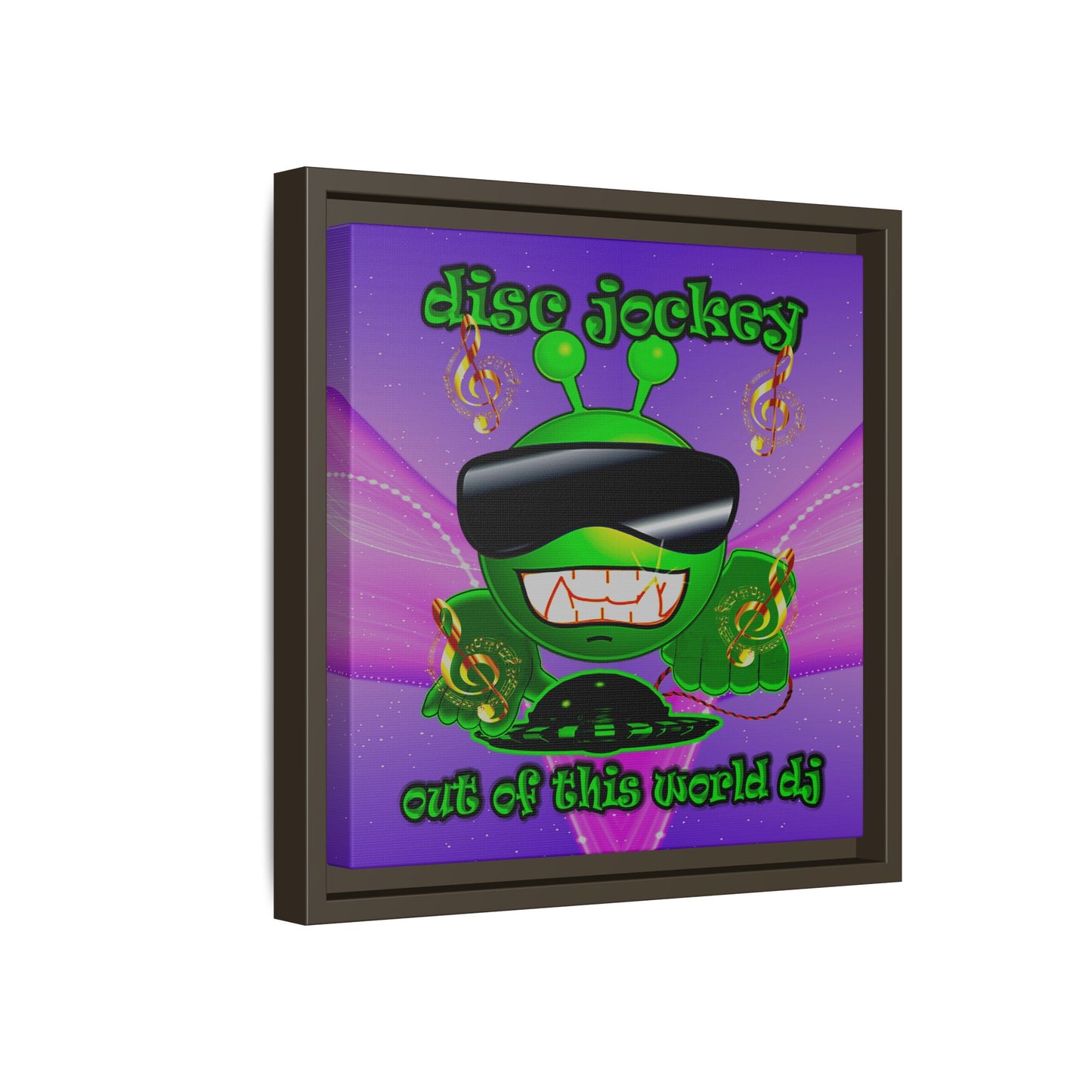 disc jockey - framed canvas art (purple-pink wave)