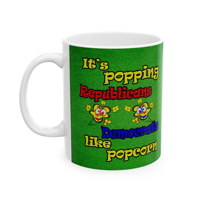 popping like popcorn - White Mug (green turf)