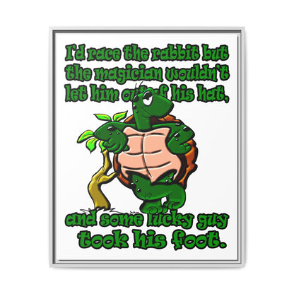 turtle race - framed canvas art (white)