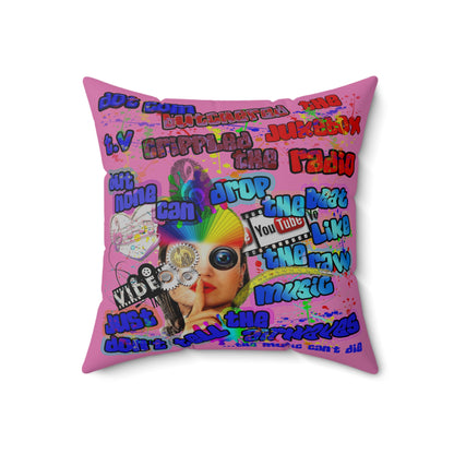 drop the beat - Spun Polyester Square Pillow - (light pink)