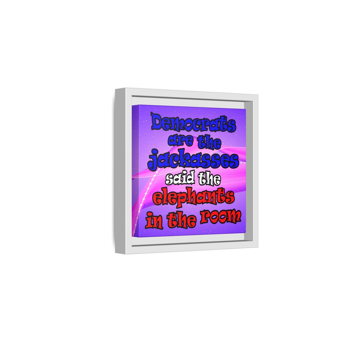 donkeys and elephants - framed canvas art (purple-pink wave)