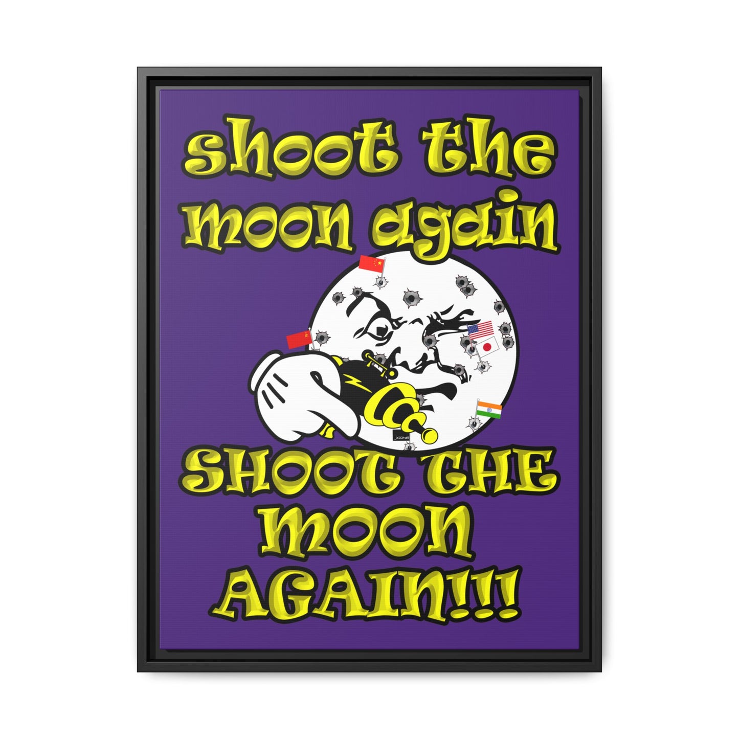 shoot the moon again - framed canvas art (purple)