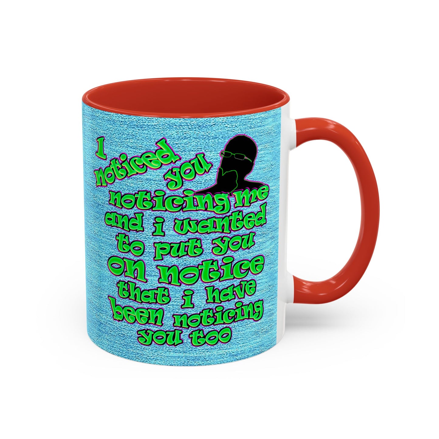noticed you noticing - Accent Mug (faded dark blue)