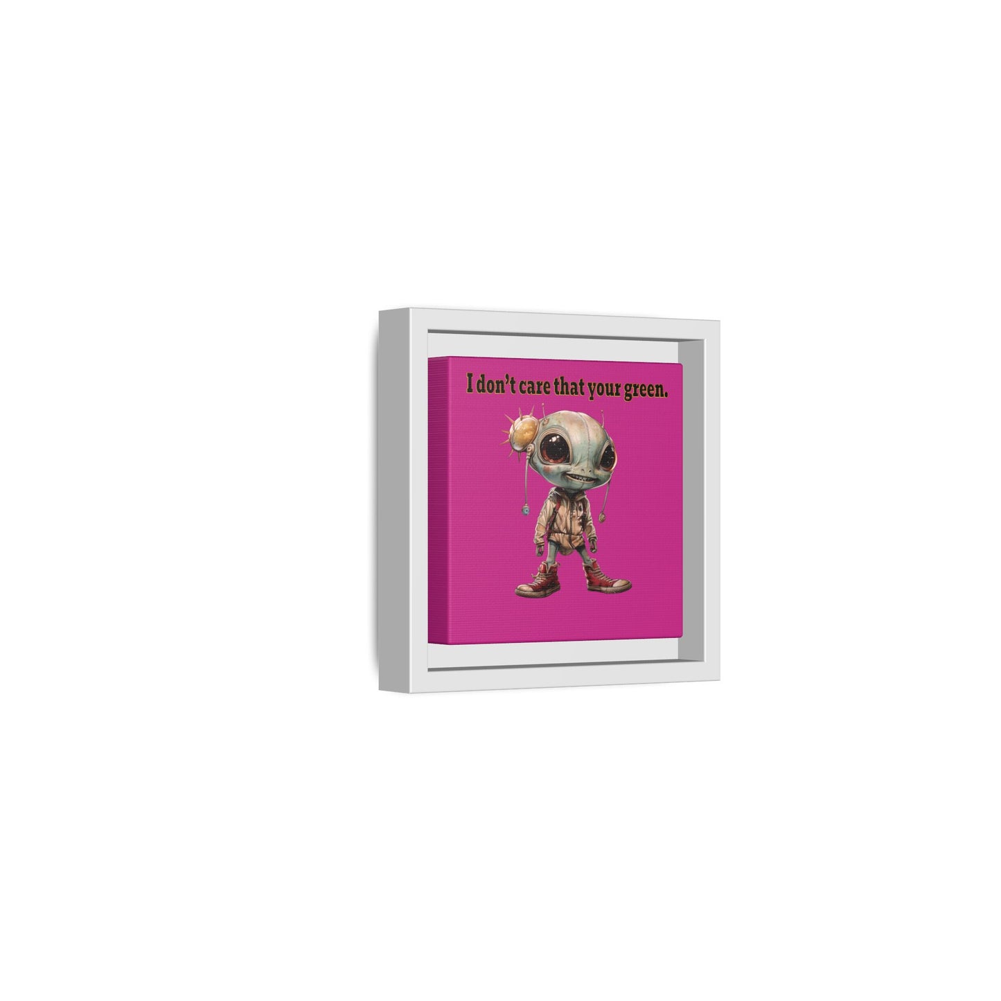 I don't care that your green - framed canvas art (pink)