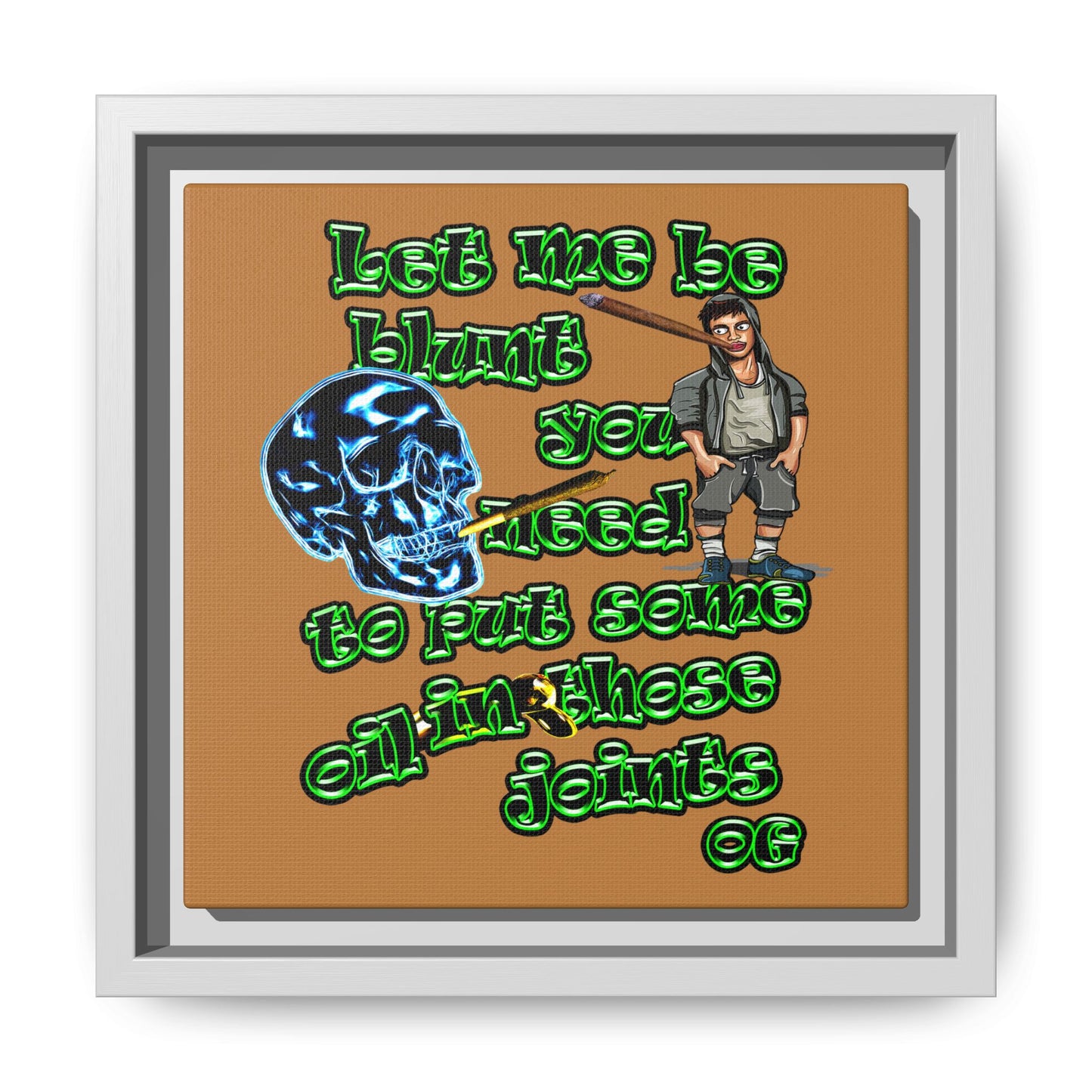 og - framed canvas art (light brown)