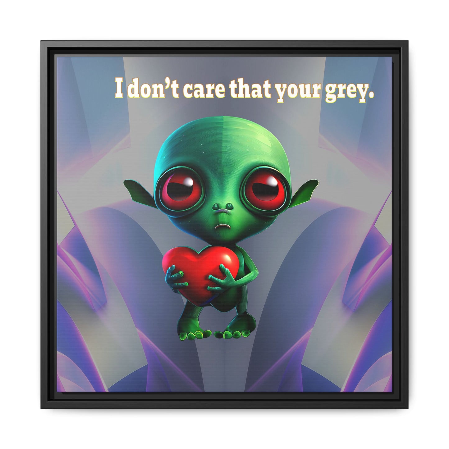 I don't care that your grey - framed canvas art (grey-pink wave)