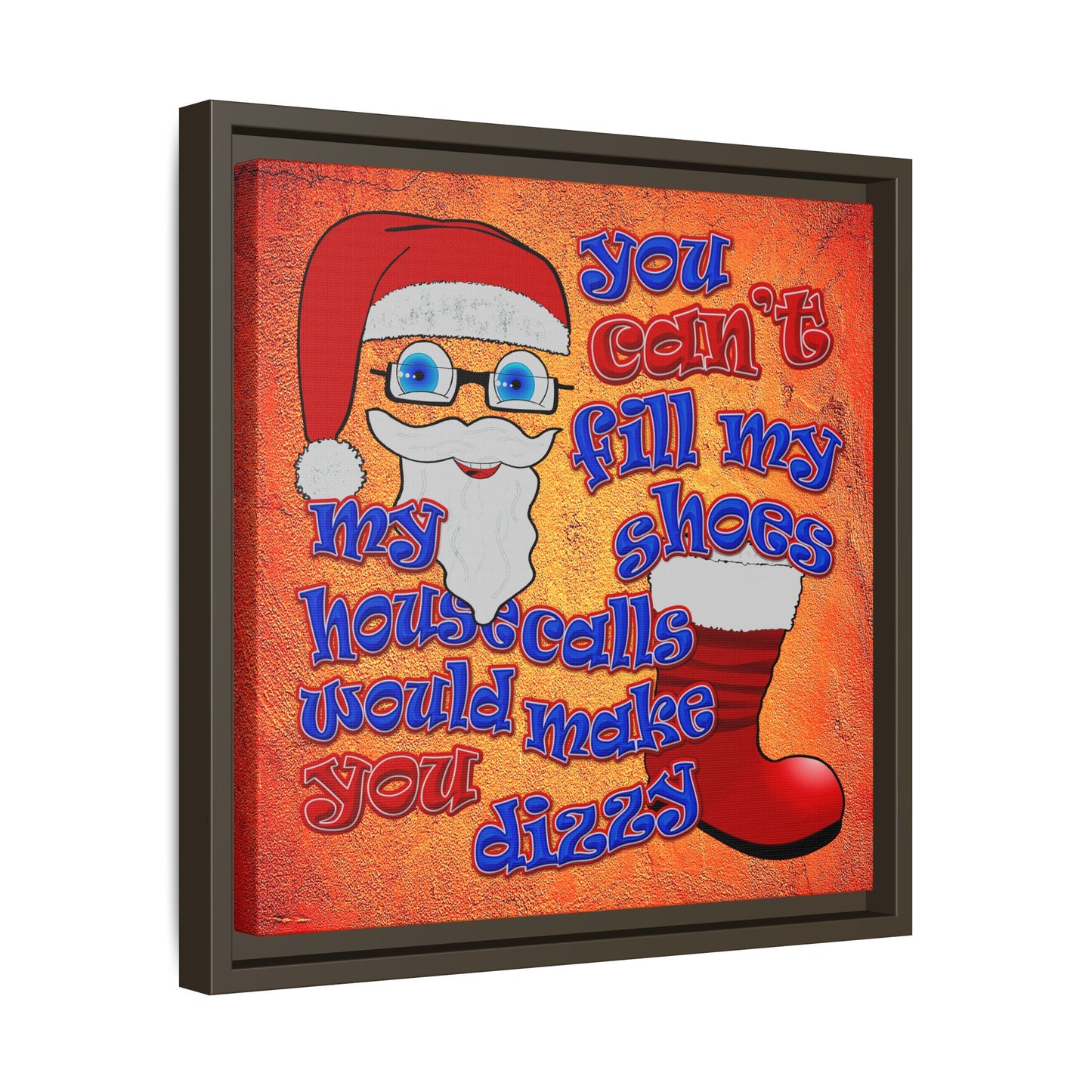 santa's shoes - framed canvas art (burnt orange)