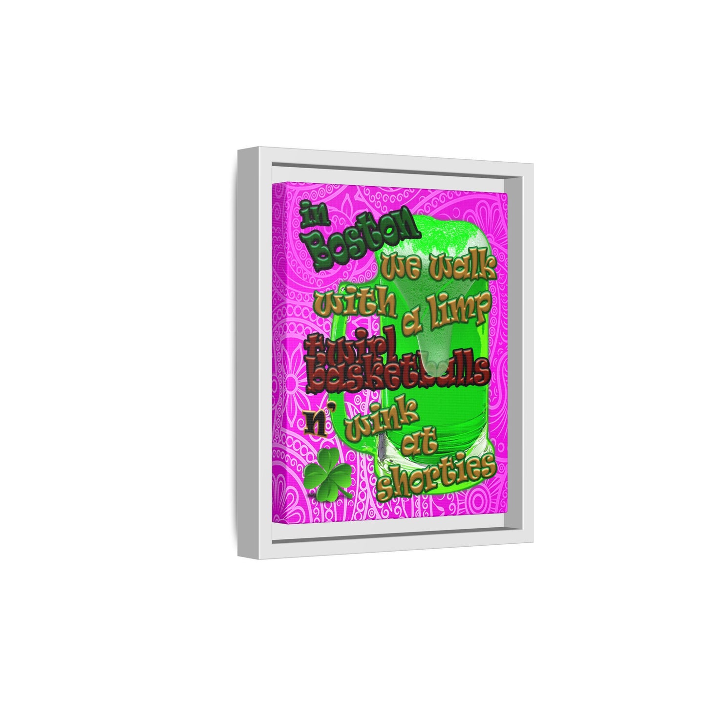 celtics logo - framed canvas art (pink swirl)