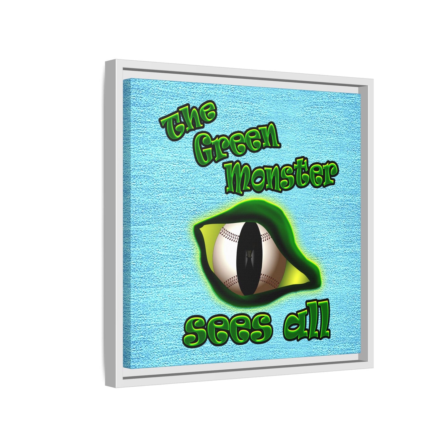 green monster - framed canvas art (faded blue)