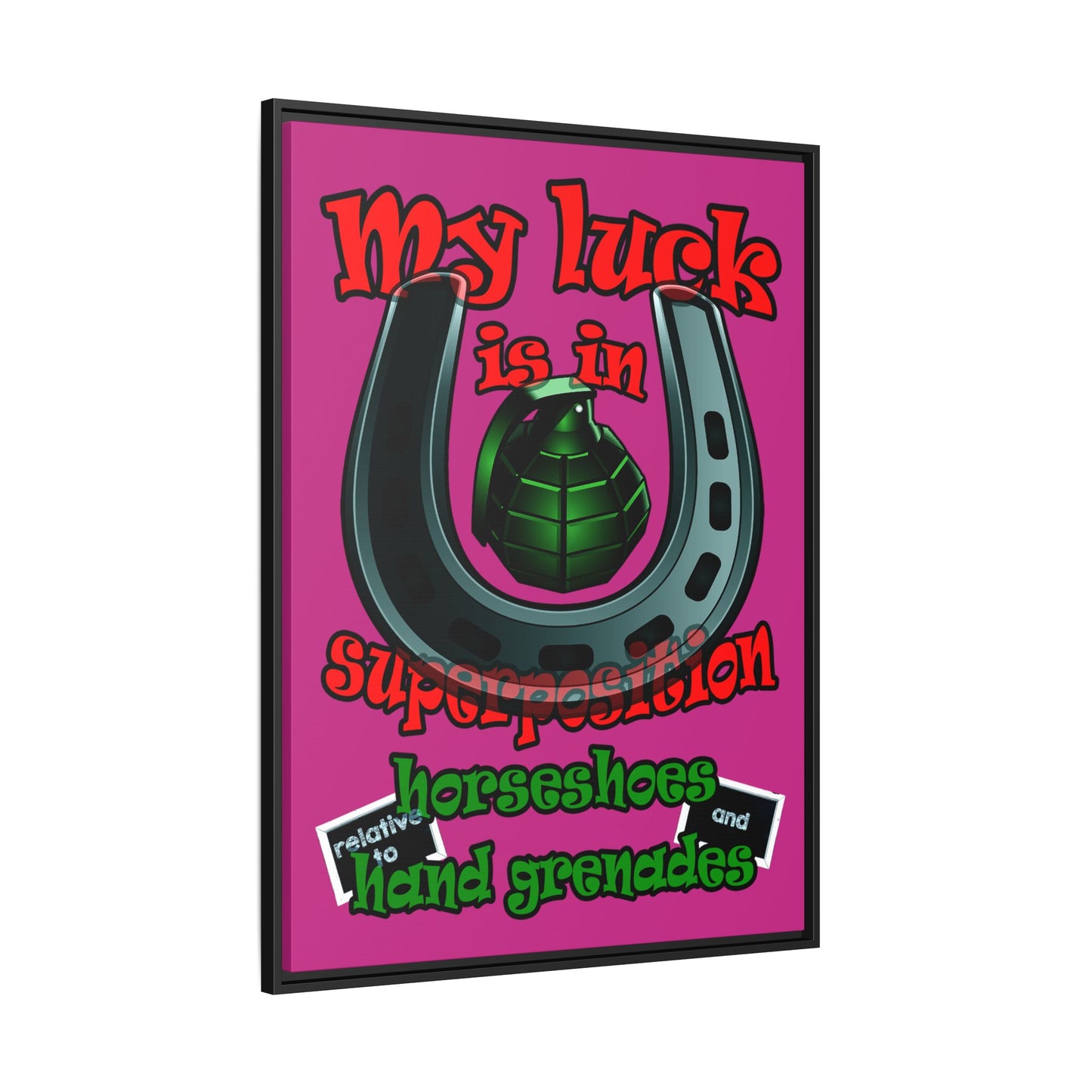 my luck - framed canvas art (pink)