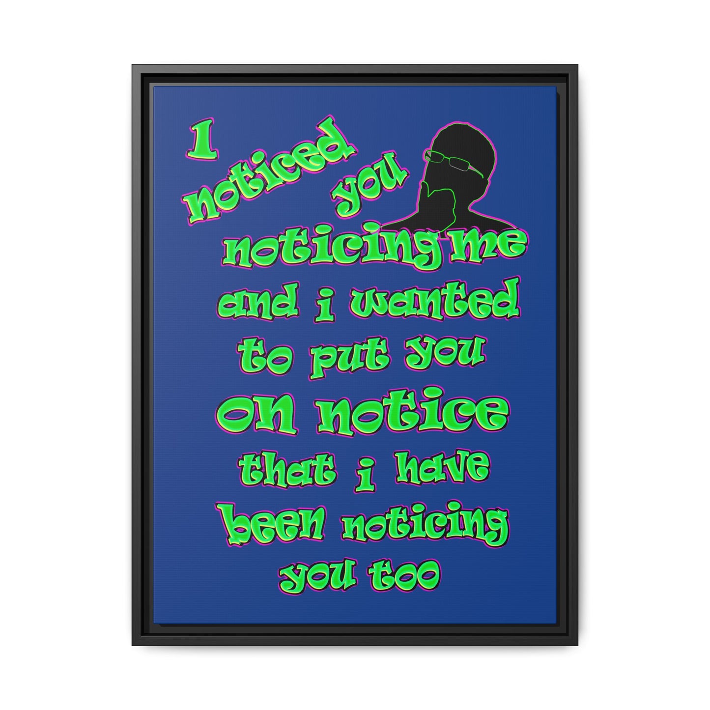 noticed you noticing - framed canvas art (dark blue)