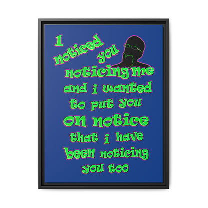 noticed you noticing - framed canvas art (dark blue)