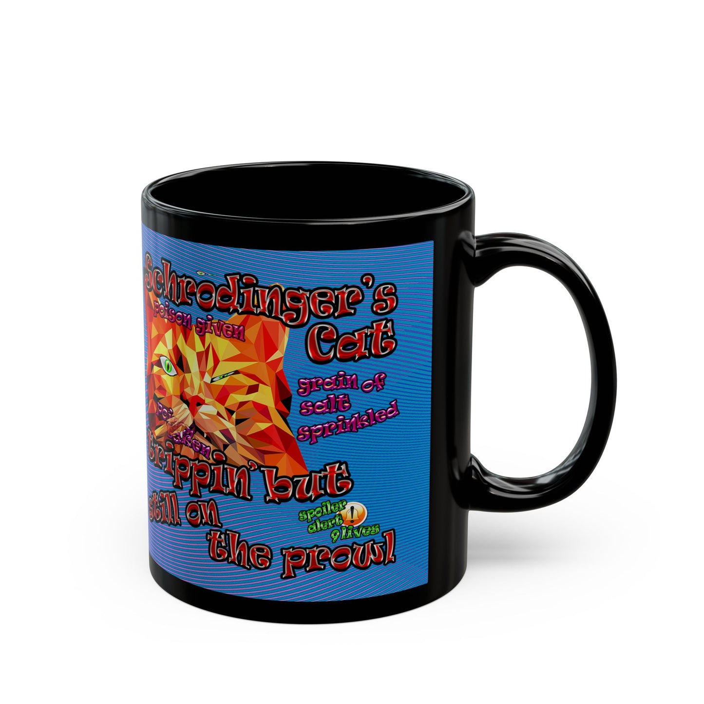 schrodinger's cat - Black Mug (light blue-purple wave)