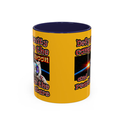 defy conquer reach - Accent Mug (yellow)