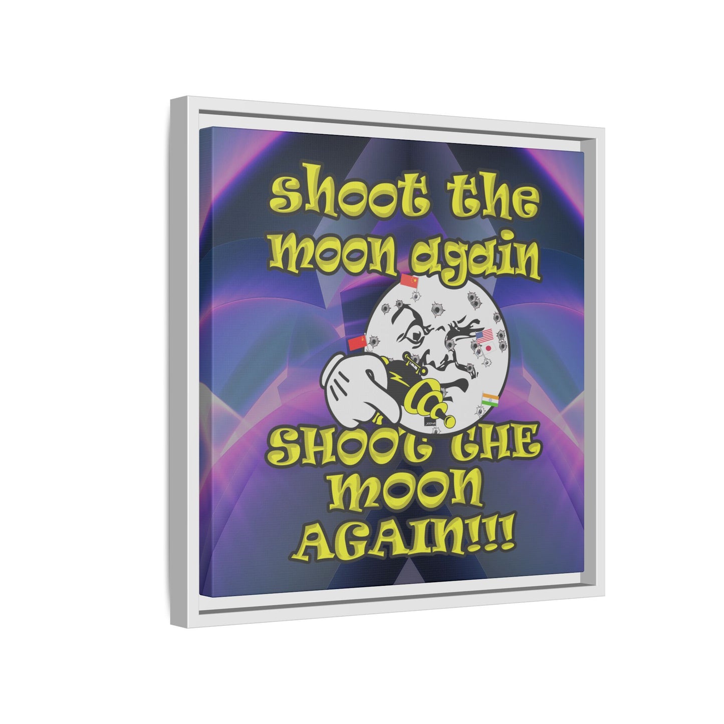 shoot the moon again - framed canvas art (grey-pink wave)