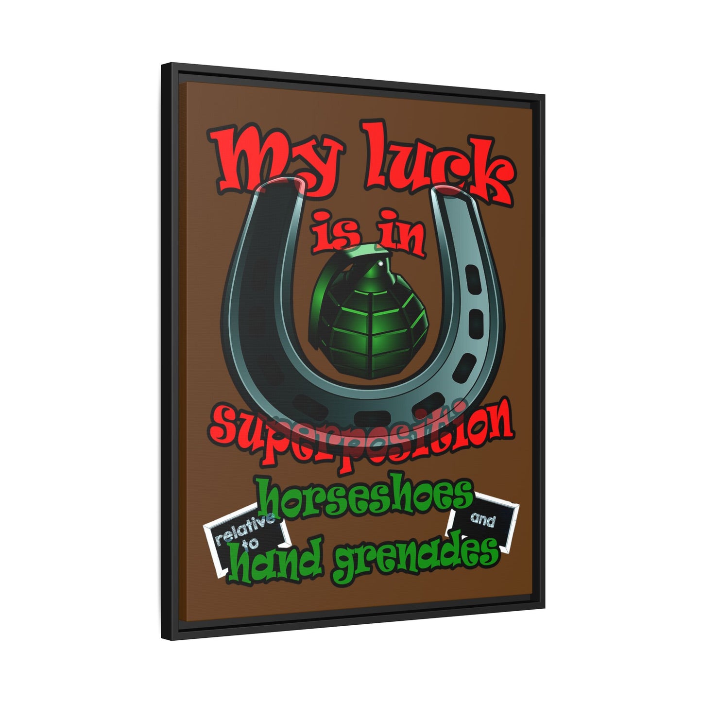 my luck - framed canvas art (brown)