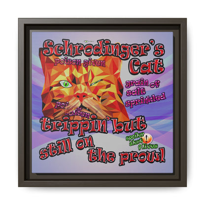 schrodinger's cat - framed canvas art (light blue-pink wave)