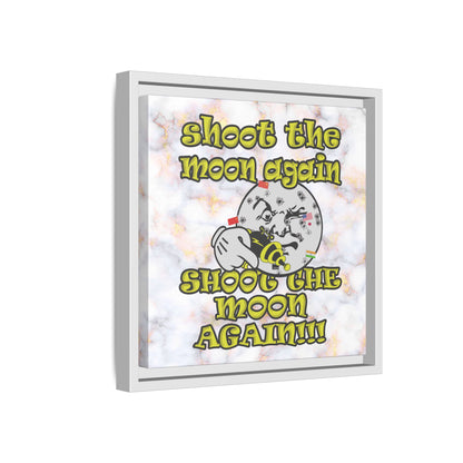 shoot the moon again - framed canvas art (white marble)