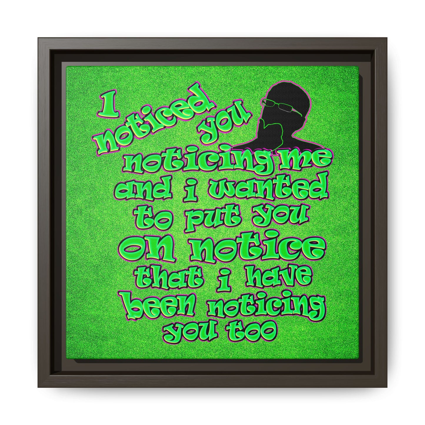 noticed you noticing - framed canvas art (green turf)