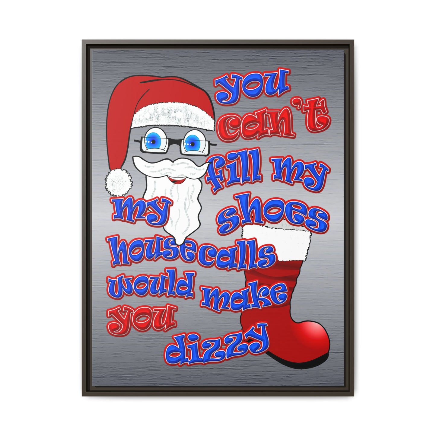 santa's shoes - framed canvas art (brushed nickel)