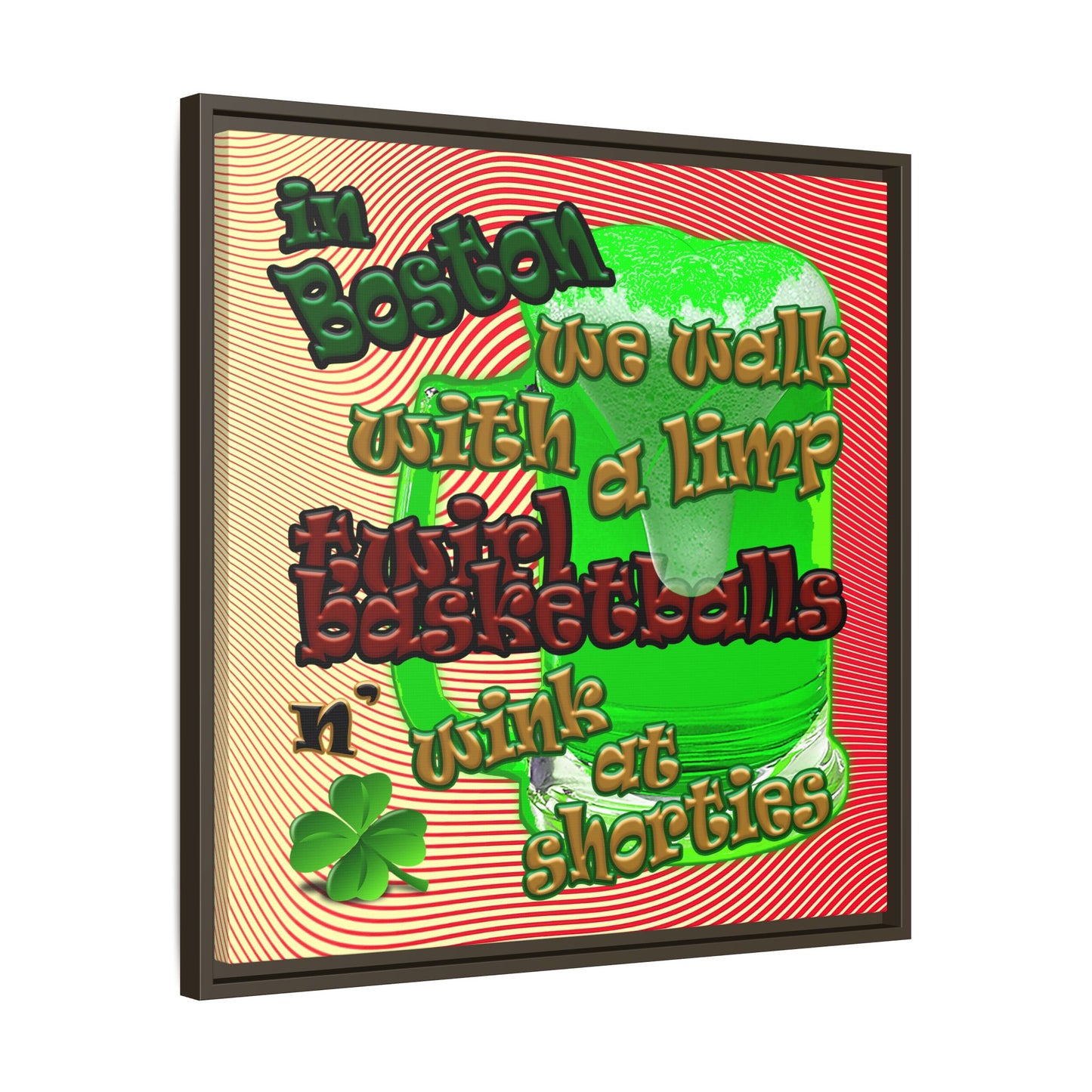 celtics logo - framed canvas art (yellow-orange wave)