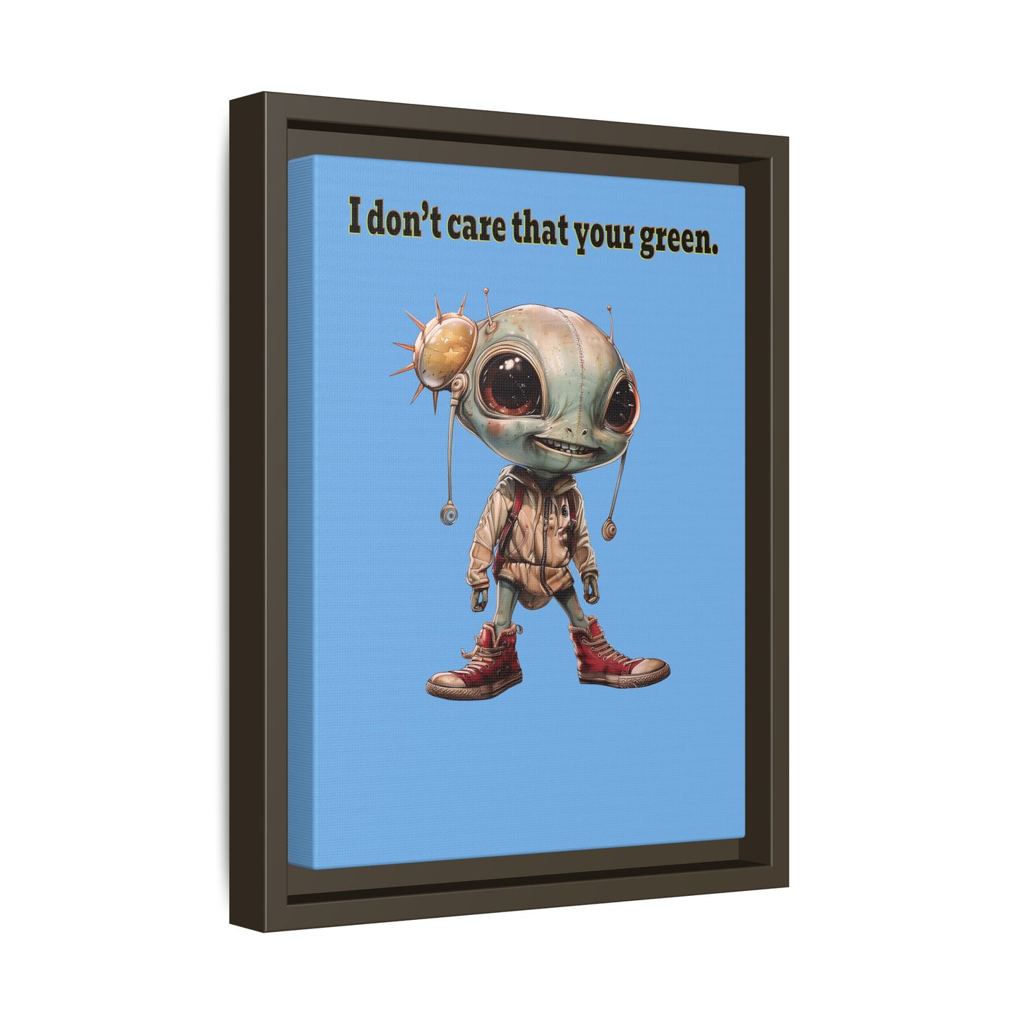 I don't care that your green - framed canvas art (light blue)