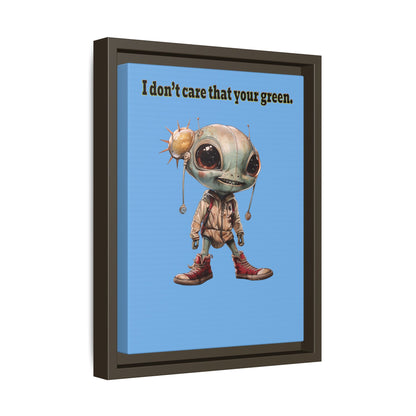 I don't care that your green - framed canvas art (light blue)