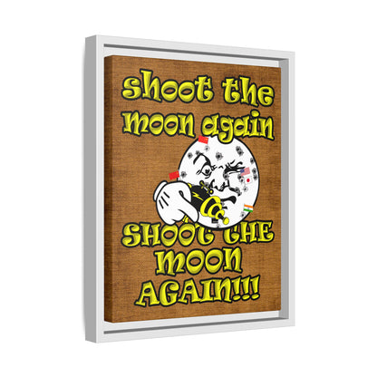 shoot the moon again - framed canvas art (brown papyrus)