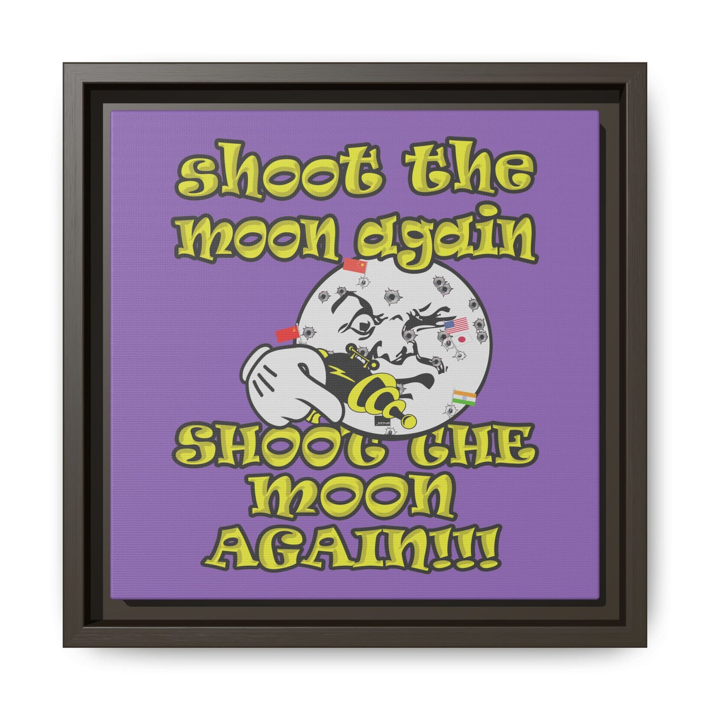 shoot the moon again - framed canvas art (light purple)