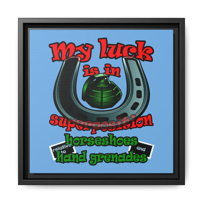 my luck - framed canvas art (light blue)