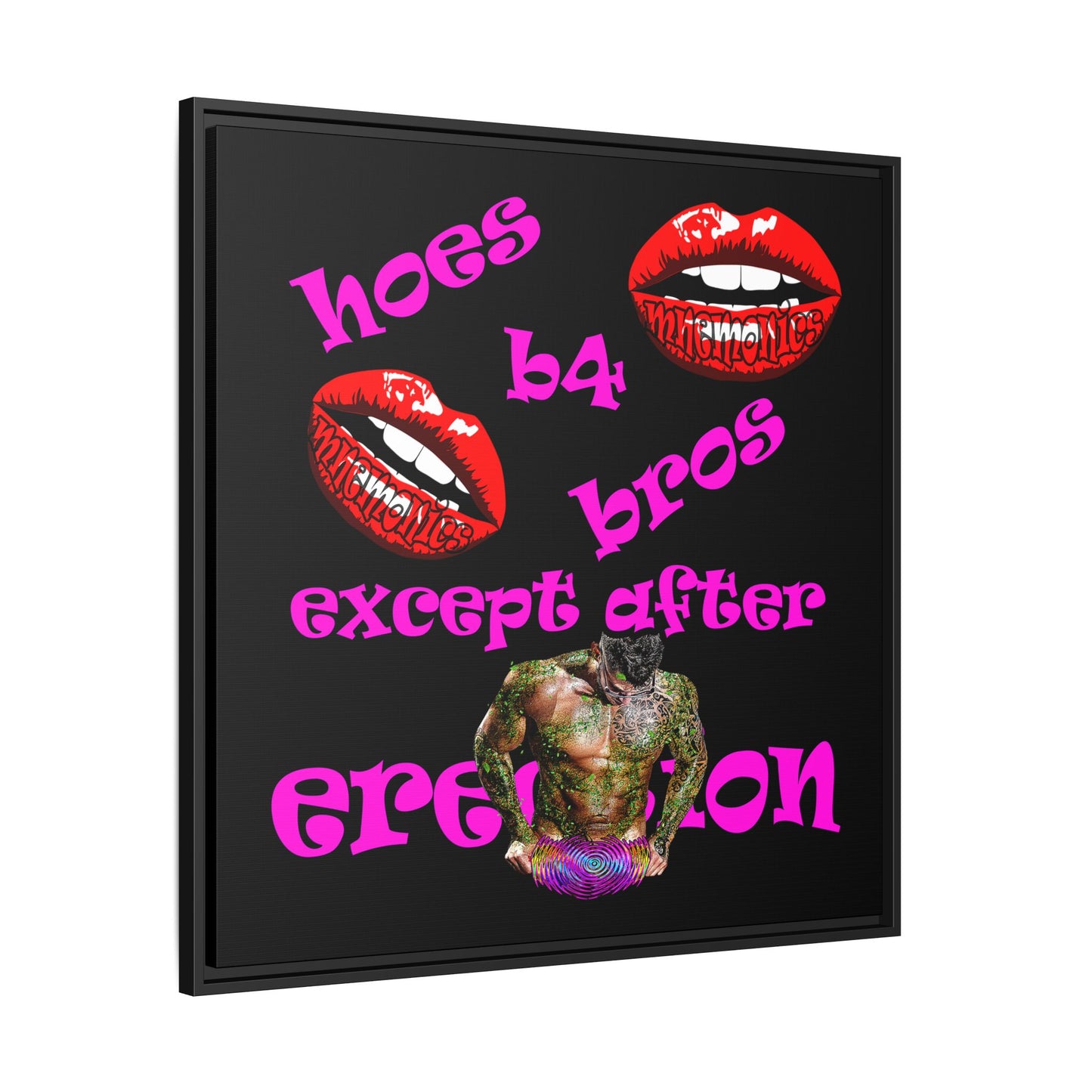 hoes b4 bros - framed canvas art (black)