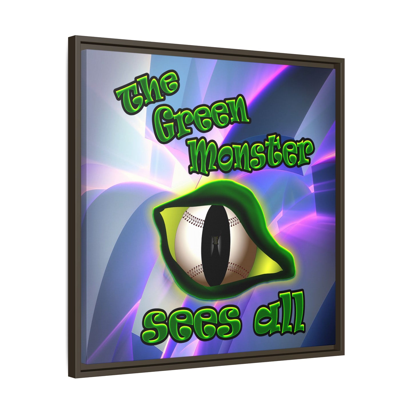 green monster - framed canvas art (grey-pink wave)