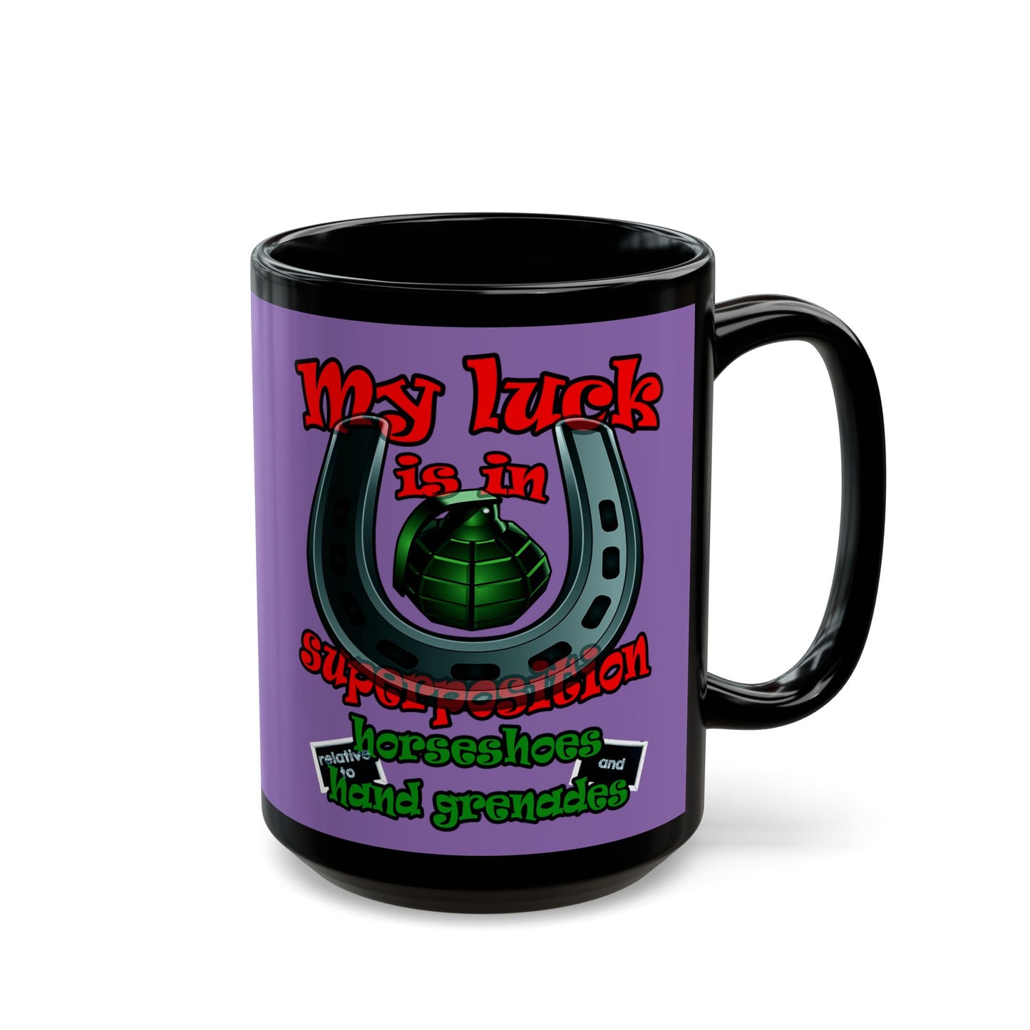 my luck - Black Mug (light purple)