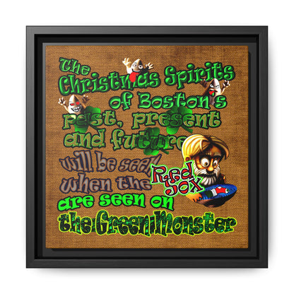 christmas spirits of boston - framed canvas art (brown papyrus)
