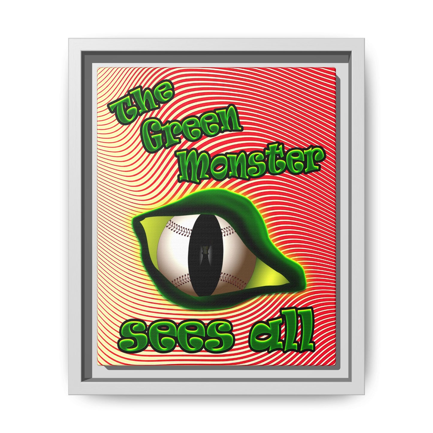 green monster - framed canvas art (yellow-orange wave)
