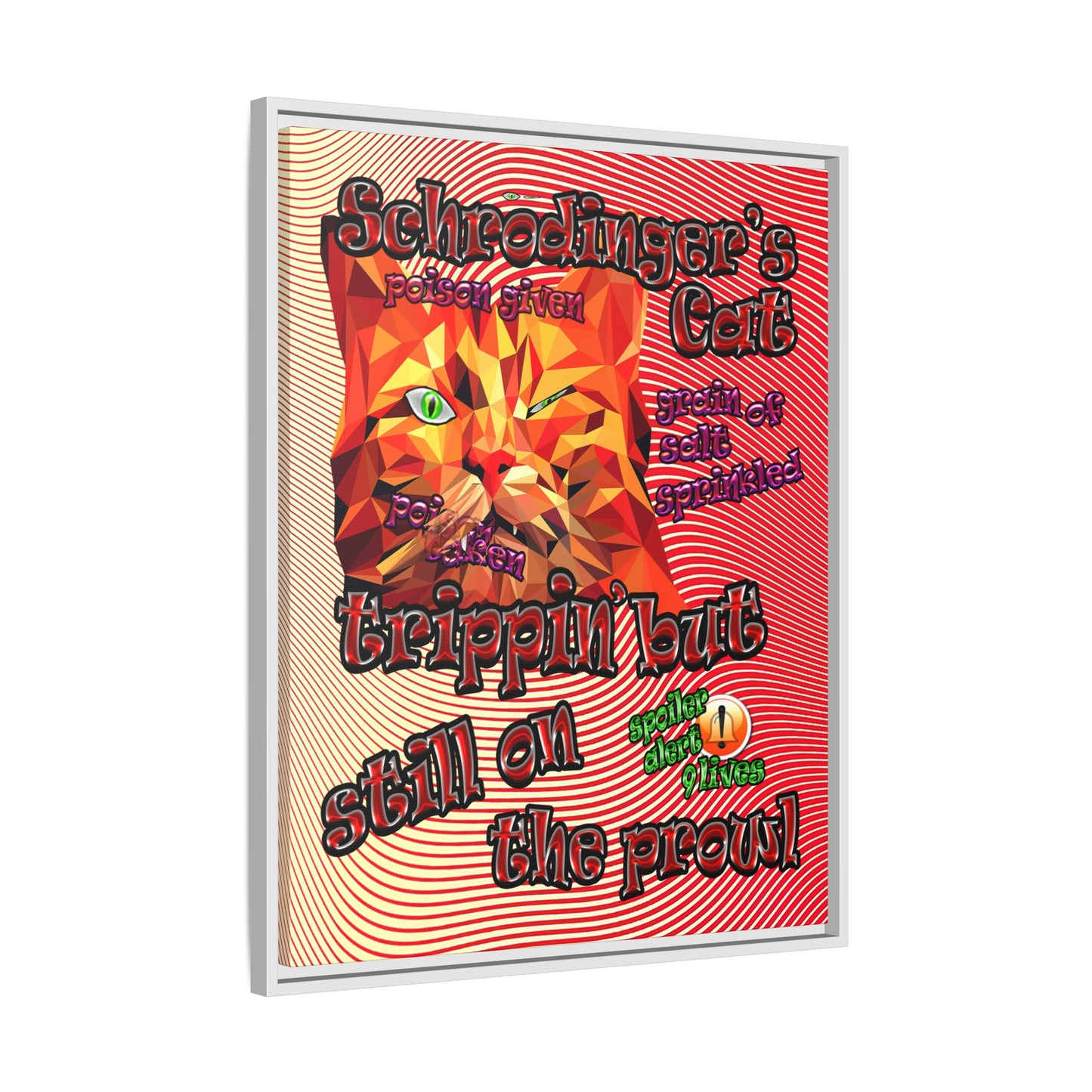 schrodinger's cat - framed canvas art (yellow-orange wave)